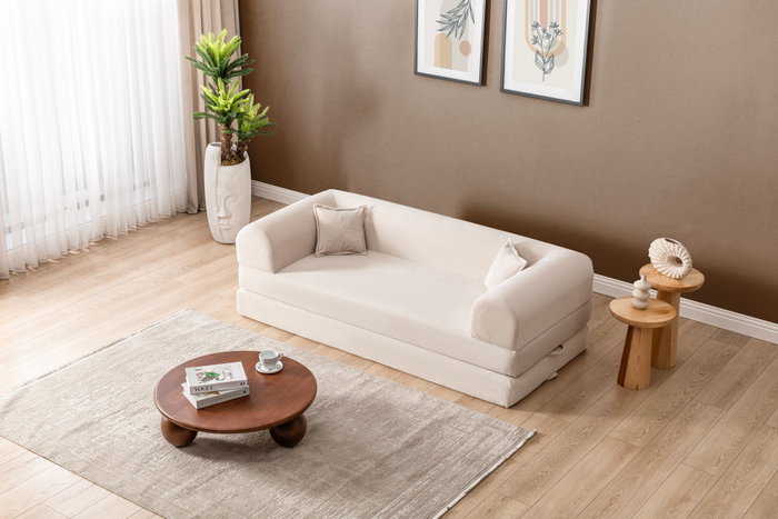 Atelier Del Sofa Legom Eco - Sofá-Cama de 3 Plazas Crema